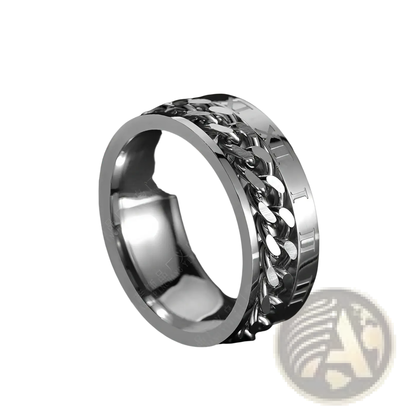 Roman Numeral Spinner Chain Ring with Bottle Opener