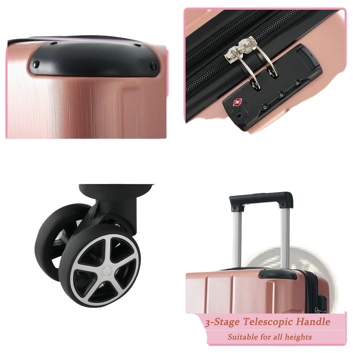 Rose Gold 28 Inch Expandable Hardshell Spinner Suitcase