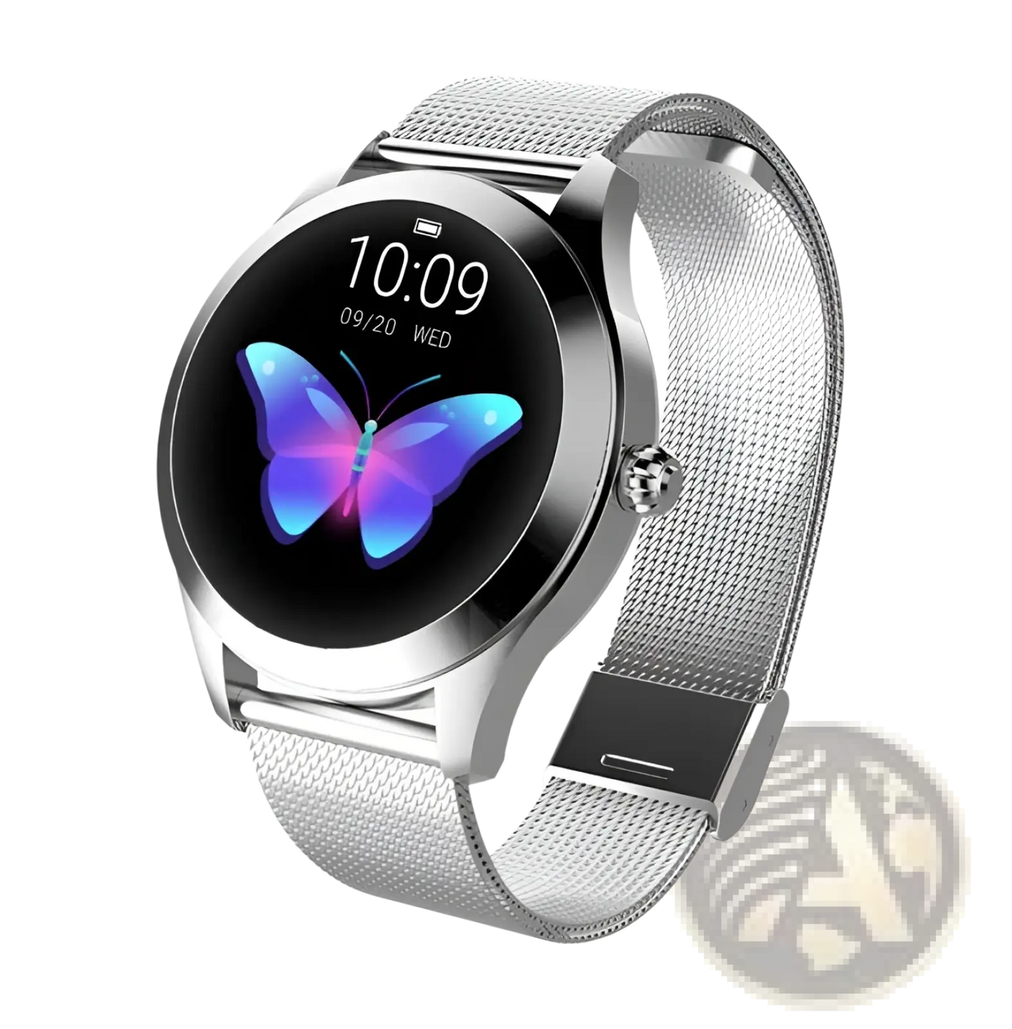 Rose Gold Butterfly Smartwatch with Stainless Steel Mesh Band