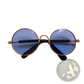 Rose Gold Metal Round Cat Sunglasses with Mirrored Lenses