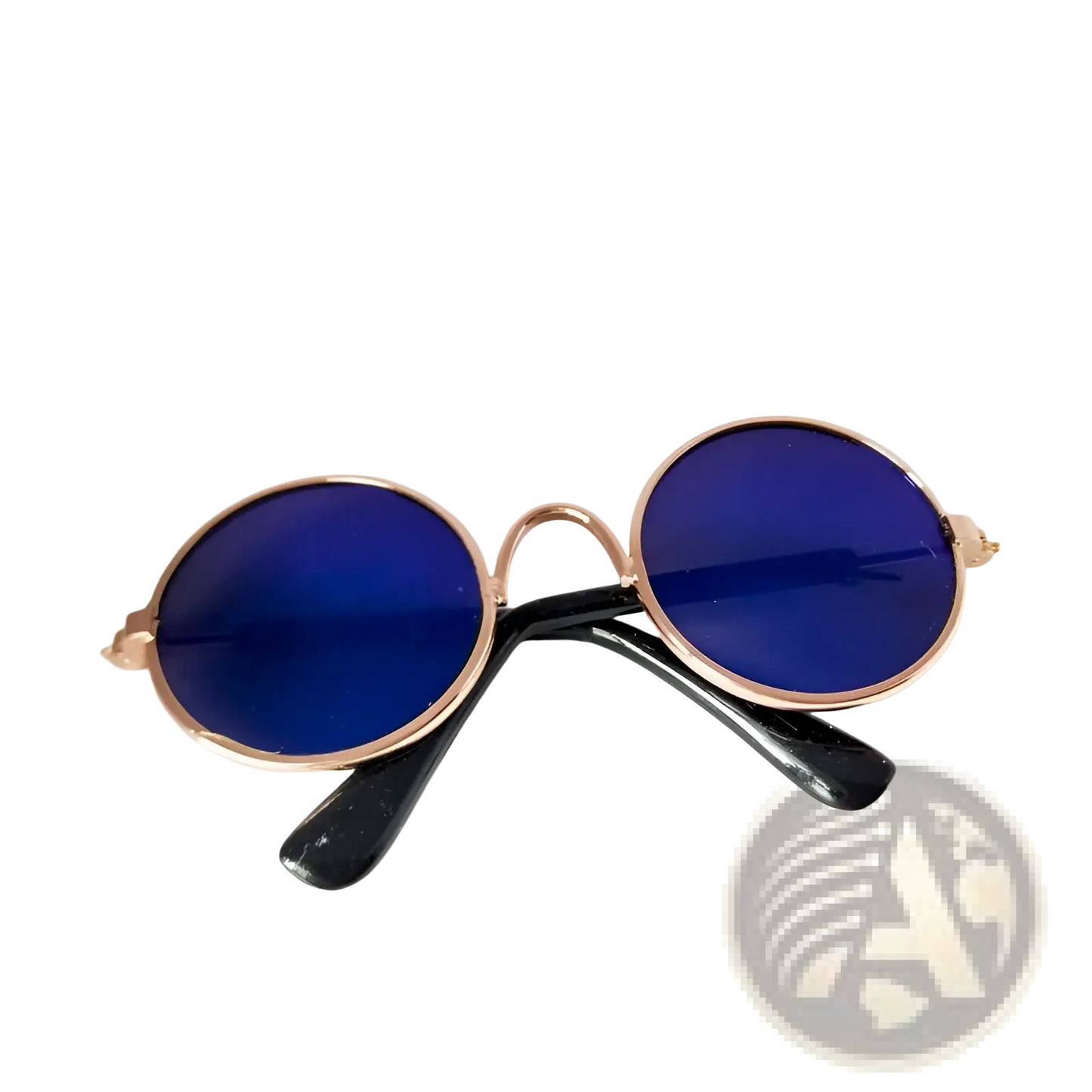 Rose Gold Metal Round Cat Sunglasses with Mirrored Lenses