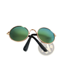 Rose Gold Metal Round Cat Sunglasses with Mirrored Lenses