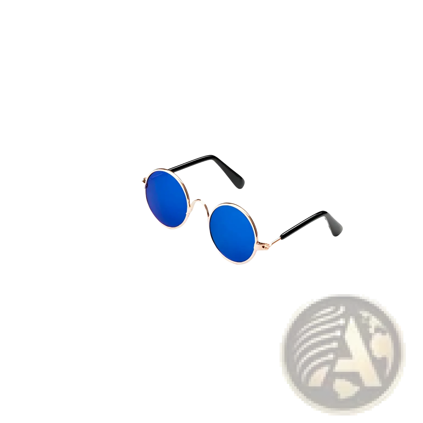Rose Gold Metal Round Cat Sunglasses with Mirrored Lenses
