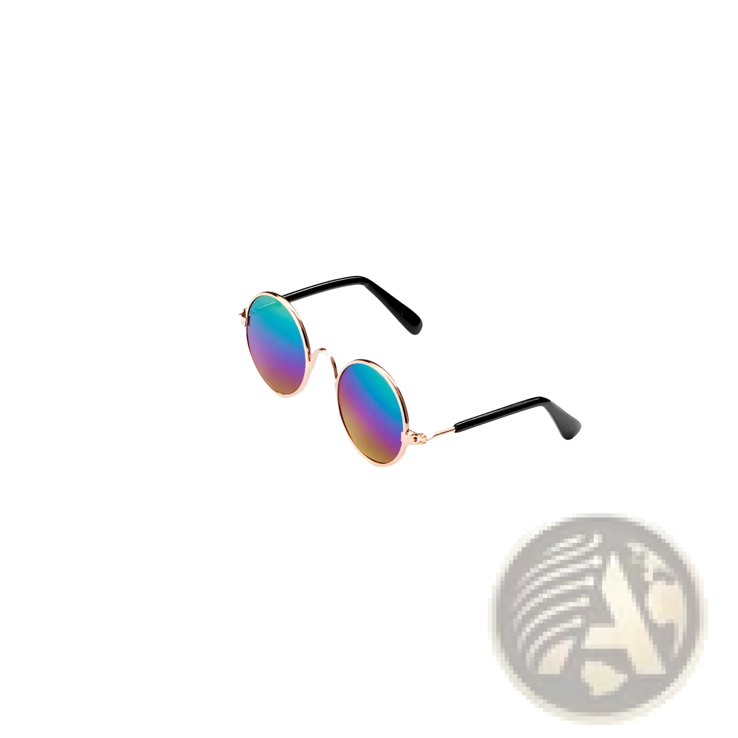 Rose Gold Metal Round Cat Sunglasses with Mirrored Lenses