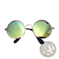 Rose Gold Metal Round Cat Sunglasses with Mirrored Lenses