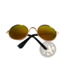 Rose Gold Metal Round Cat Sunglasses with Mirrored Lenses