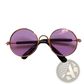 Rose Gold Metal Round Cat Sunglasses with Mirrored Lenses
