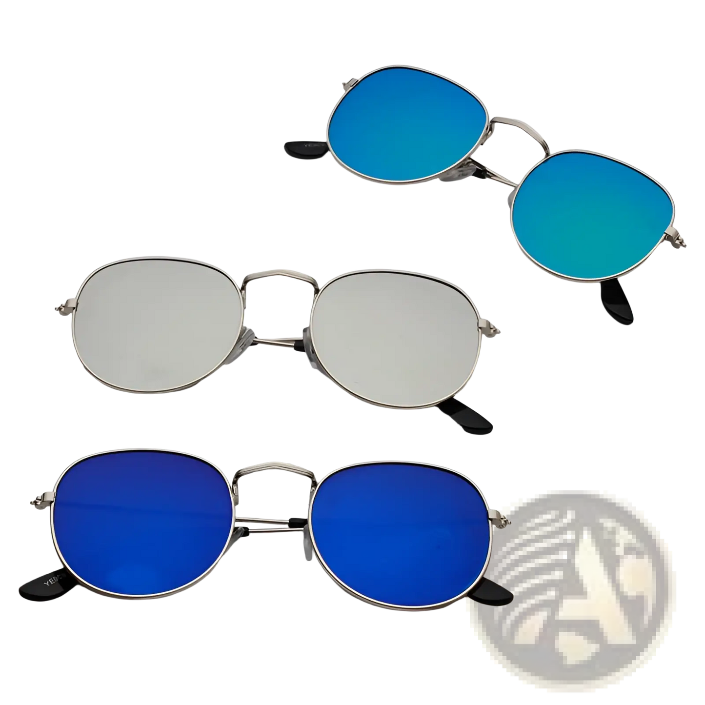 Rose Gold and Metallic Aviator Mirror Lens Sunglasses Set