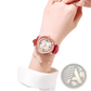 Rose Gold Quicksand Crystal Watch with Embossed Leather Strap
