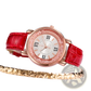 Rose Gold Quicksand Crystal Watch with Embossed Leather Strap