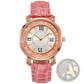 Rose Gold Quicksand Crystal Watch with Embossed Leather Strap