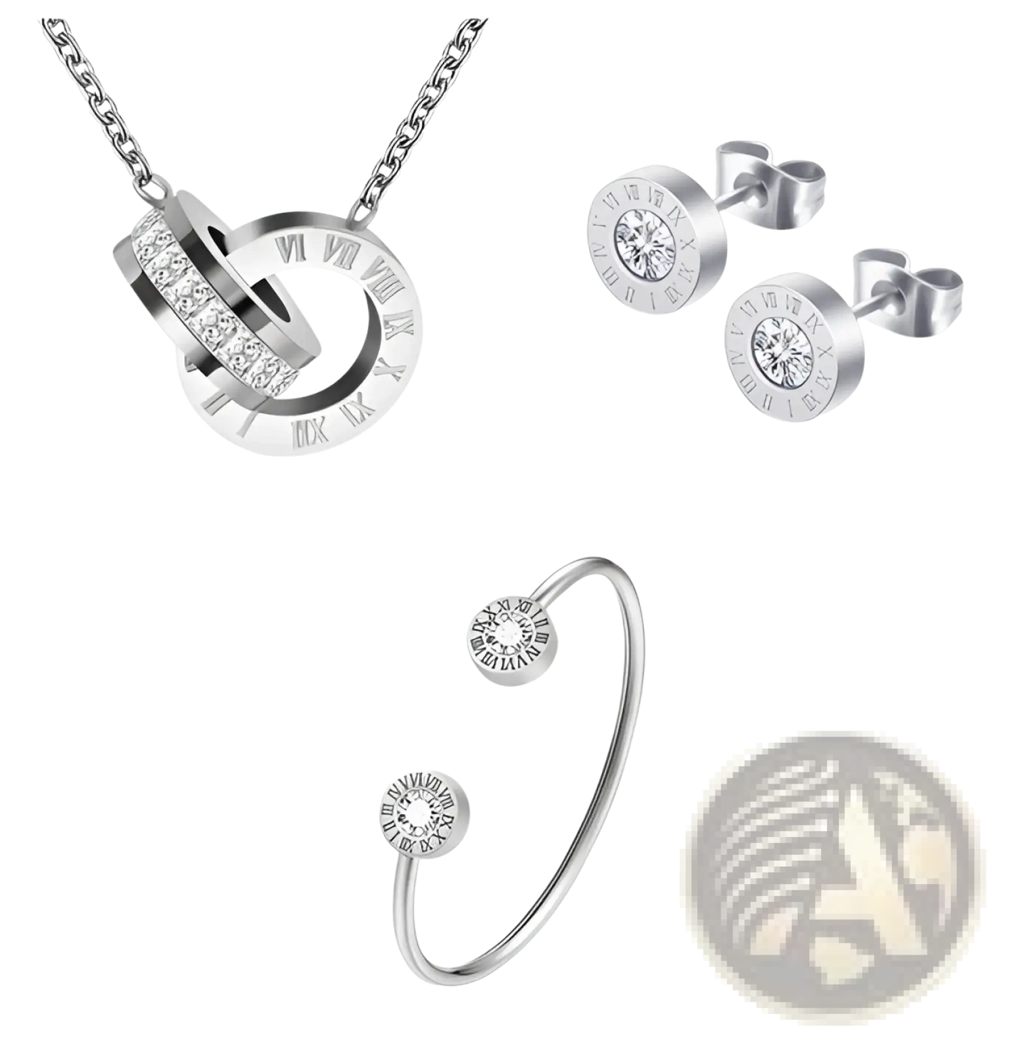 Rose Gold Roman Numeral Diamond Stud Earring Set