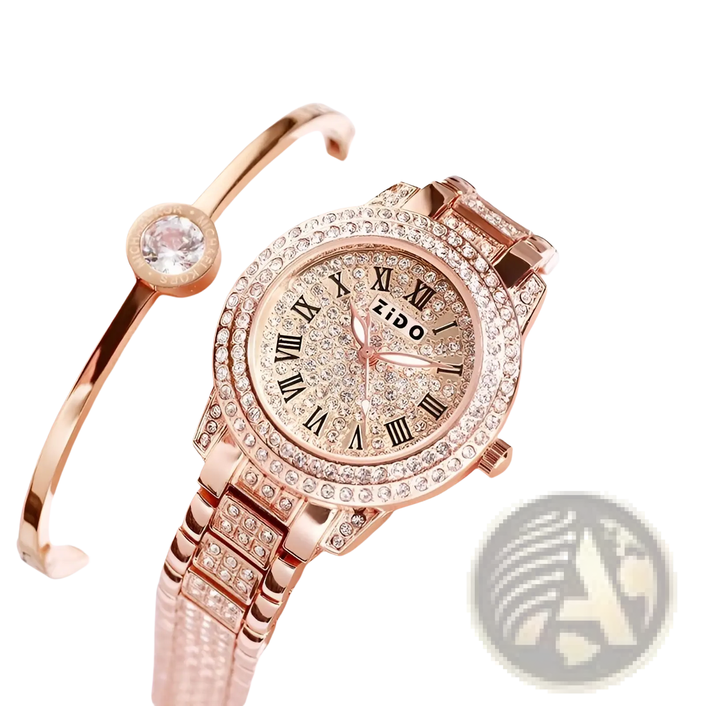 Rose Gold Zido Diamond Encrusted Women's Quartz Watch