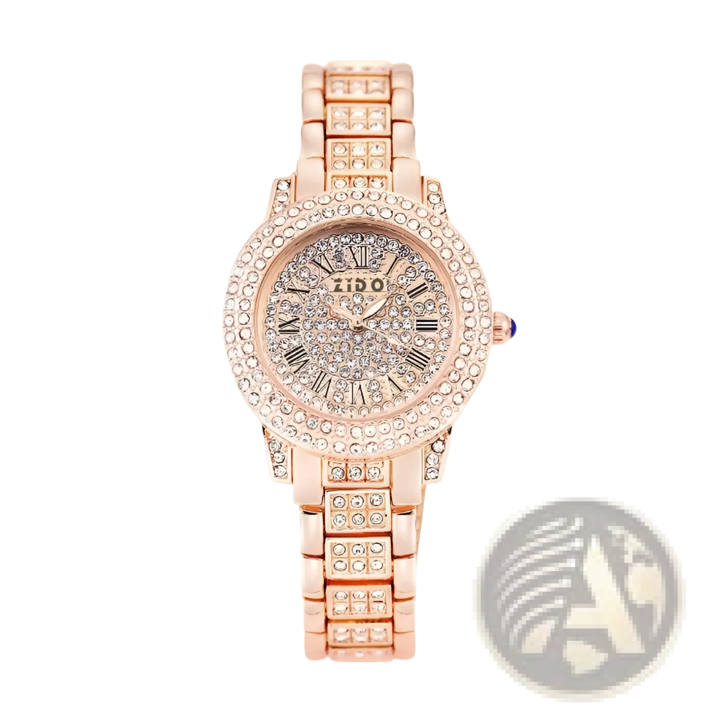 Rose Gold Zido Diamond Encrusted Women's Quartz Watch