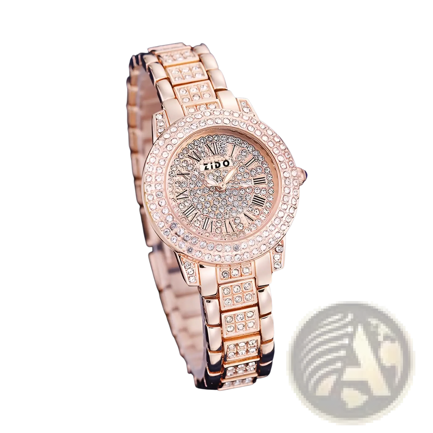 Rose Gold Zido Diamond Encrusted Women's Quartz Watch