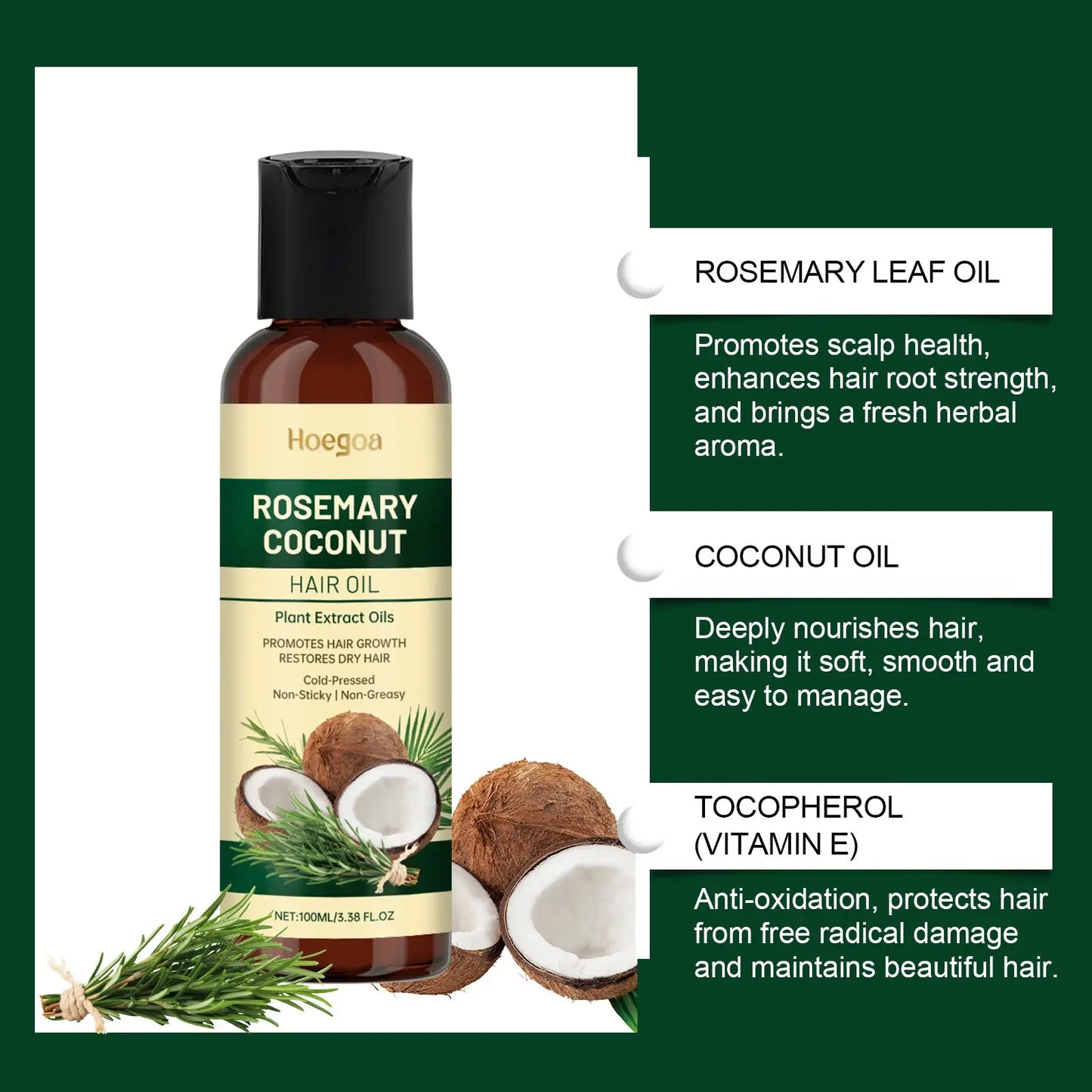 Rosemary Coconut Hair Oil for Growth and Dry Hair Care 100ml