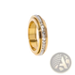 Rotating Square Diamond Titanium Steel Ring in Gold