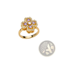 Rotating Zircon Four Leaf Clover Adjustable Gold Ring