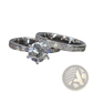 Round Cut Zircon Wedding Ring Set in White Gold Finish