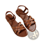 Round Toe Flat Sole Leather Sandals for Women
