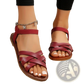 Round Toe Flat Sole Leather Sandals for Women