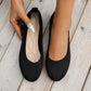 Women's Round Toe Comfortable Knit Mesh Slip on Flats