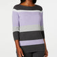 Karen Scott Women's Striped Boatneck Sweater  Purple Size X-Small