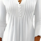 Ruched Button Front Crew Neck Long Sleeve Blouse