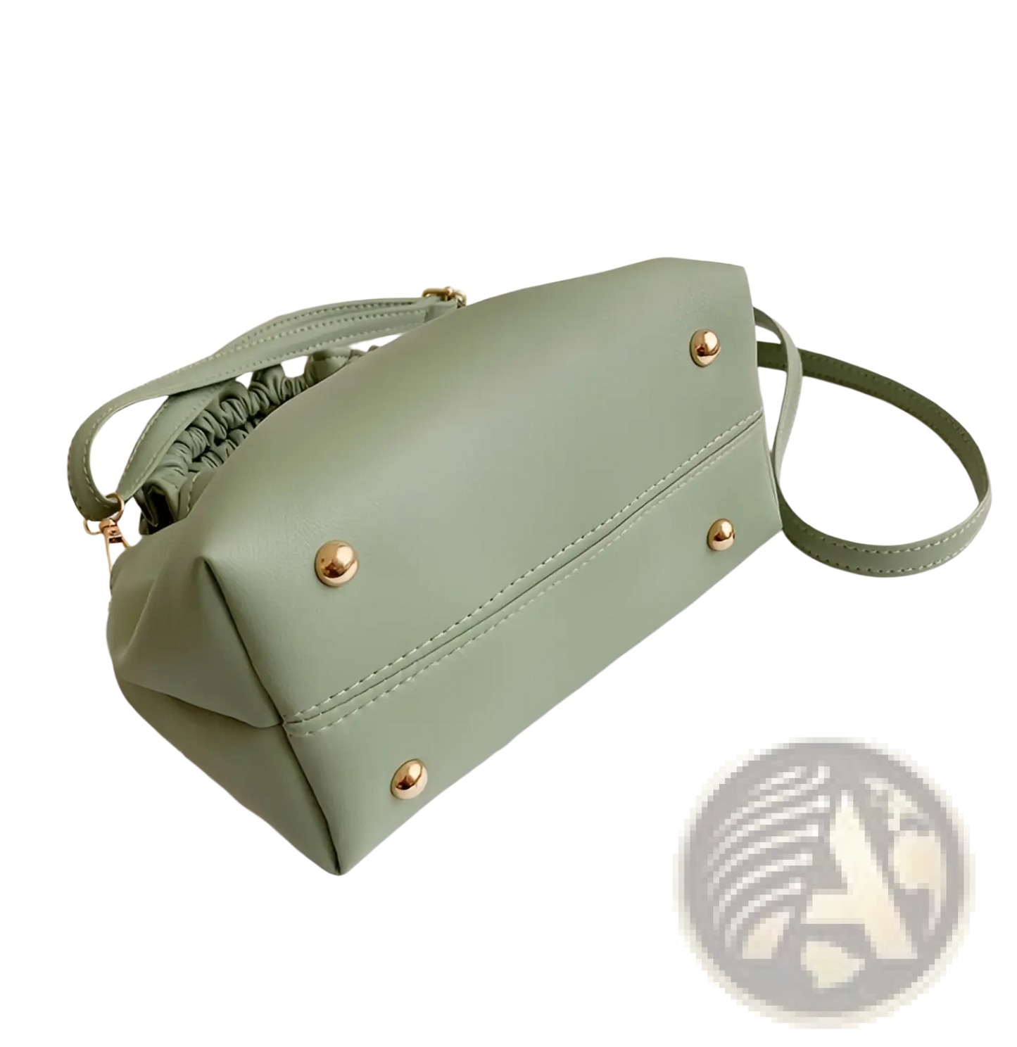 Ruched Leather Bucket Bag with Adjustable Strap