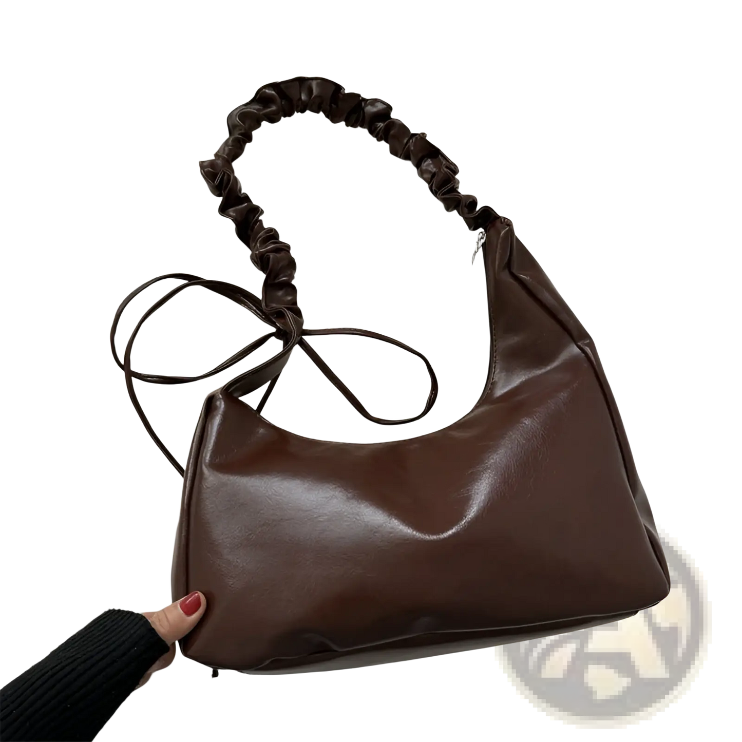 Ruched Shoulder Bag Patent Leather Handbag