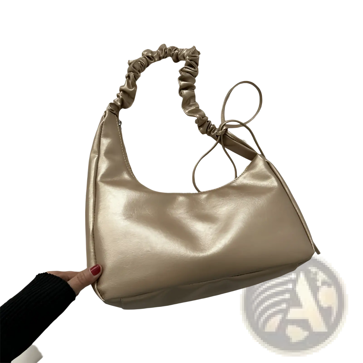 Ruched Shoulder Bag Patent Leather Handbag