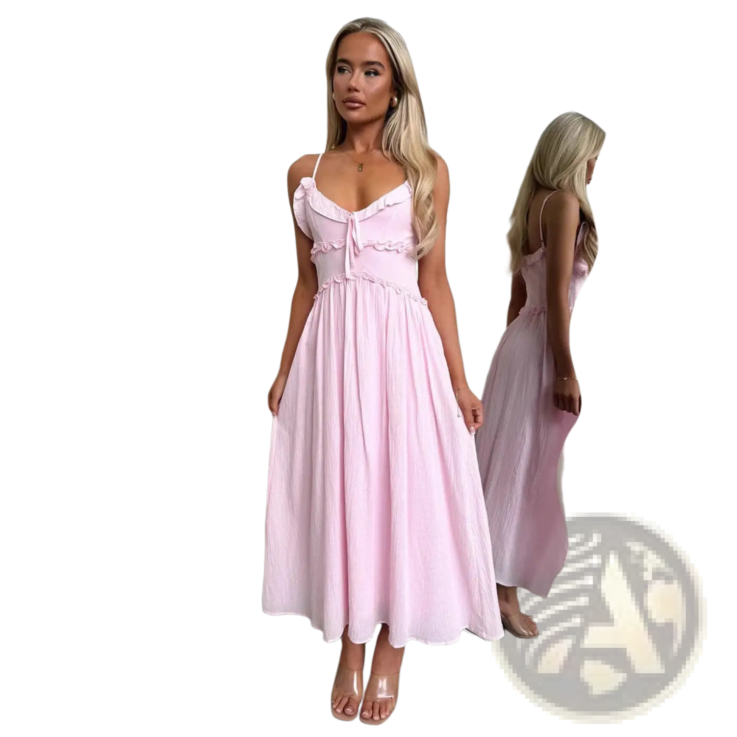 Ruffled Sleeveless Flowing Maxi Vacation Dress
