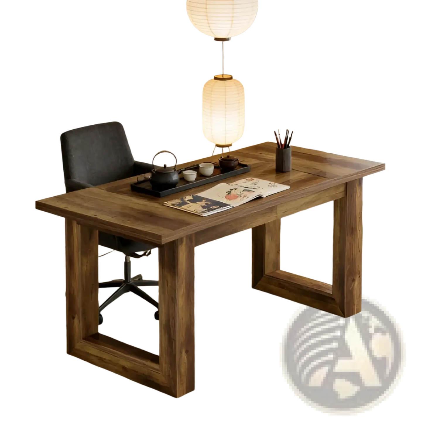 Rustic Brown Wooden Computer and Dining Desk