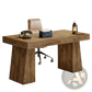 Rustic Wooden Desk with Natural Finish and Sturdy Legs