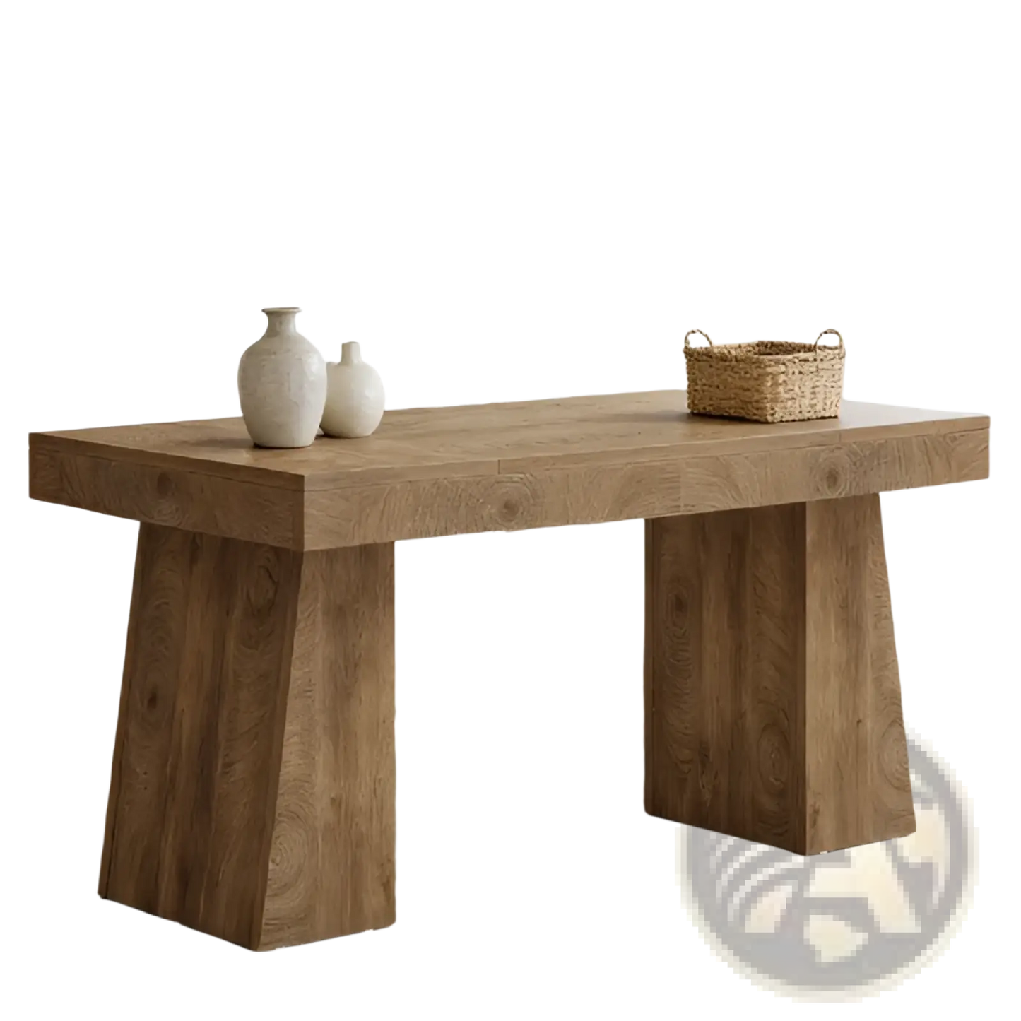 Rustic Wooden Desk with Natural Finish and Sturdy Legs