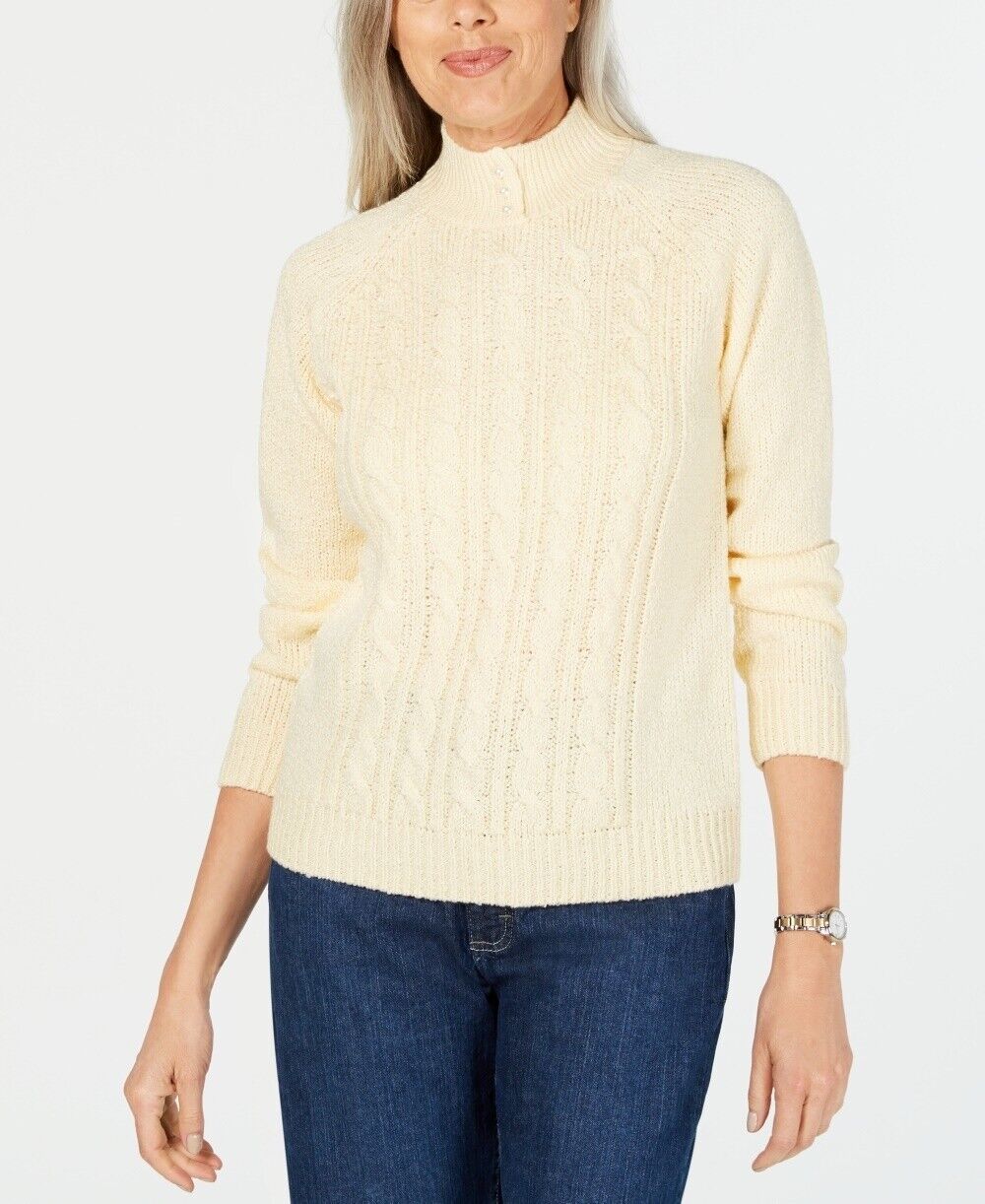 Karen Scott Women's Cable Knit Sweater Yellow Size Petite Medium