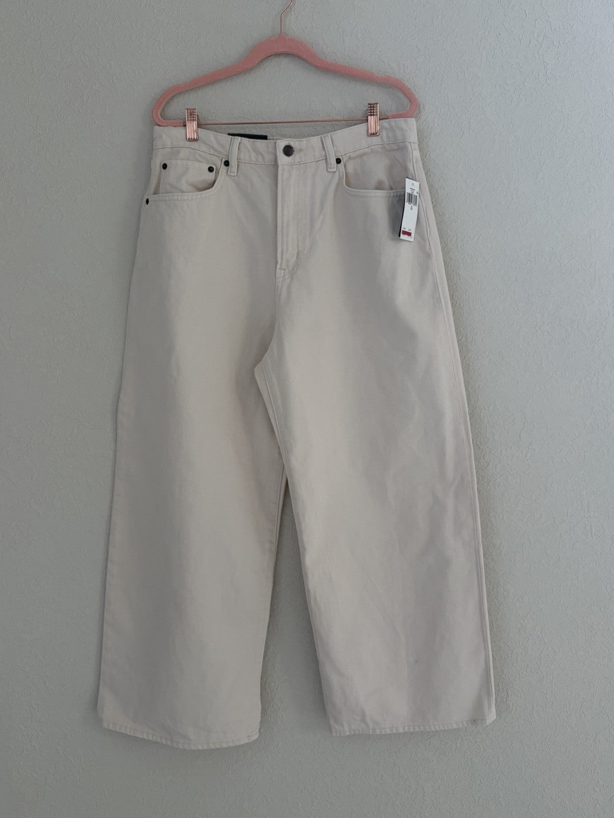 Lauren Ralph Lauren Black Label Wide Leg NonStretch Cream Jeans Womens 12 NEW