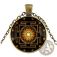 Sacred Sri Yantra Glass Cabochon Pendant Necklace