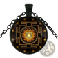 Sacred Sri Yantra Glass Cabochon Pendant Necklace