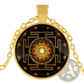 Sacred Sri Yantra Glass Cabochon Pendant Necklace