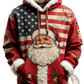 Santa Holiday Faux Fur Trim Christmas Hoodie with Pockets