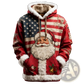 Santa Holiday Faux Fur Trim Christmas Hoodie with Pockets