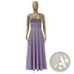Satin v Neck Spaghetti Strap a Line Midi Dress