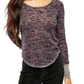 Free People Women's Printed Long Sleeve Scoop Neck T-Shirt Top Navy Size Small