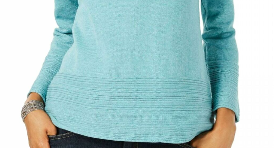 कैरेन स्कॉट महिला कॉटन बोट नेक स्वेटर नीला, साइज़ XX-लार्ज