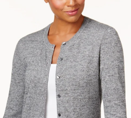 Karen Scott Women's Button-Down Cardigan Gray Size Medium