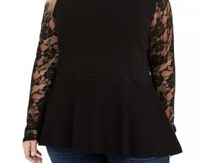 INC International Concepts Women's Plus Size Rhinestone Tunic Black Size 1X