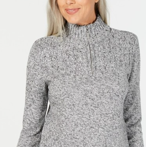 Karen Scott Women's Marled-Knit Quarter-Zip Sweater Gray Size Medium