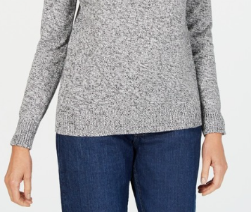 Karen Scott Women's Marled-Knit Quarter-Zip Sweater Gray Size Medium