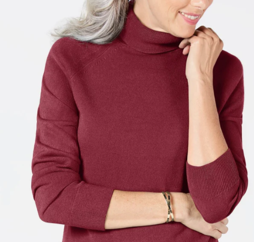Karen Scott Women's Plus Size Turtleneck Luxsoft Sweater Wine Size 1X